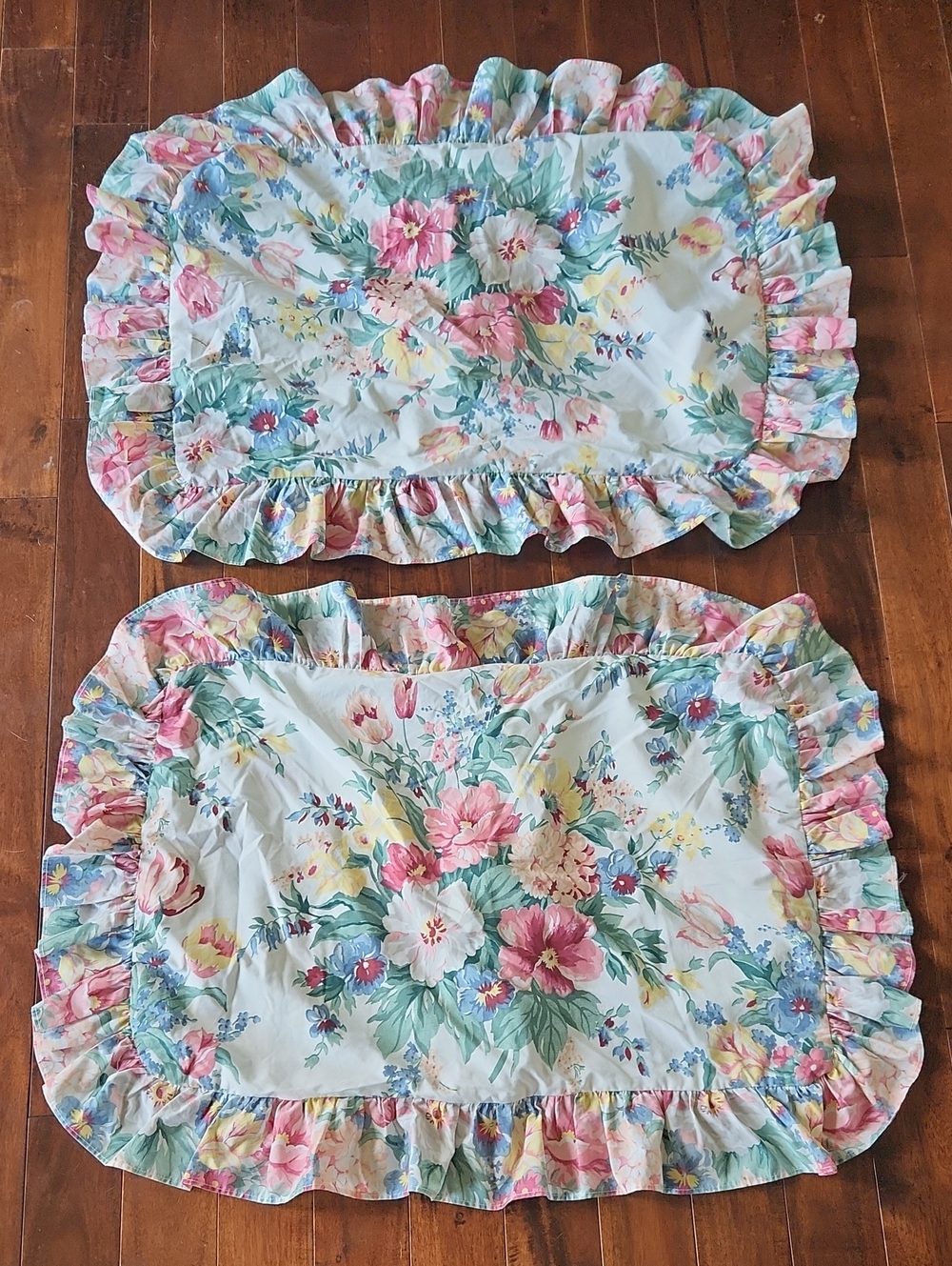 Vintage Bold Floral Print Pillow Shams Ruffle Standard‎ Custom Cottagecore